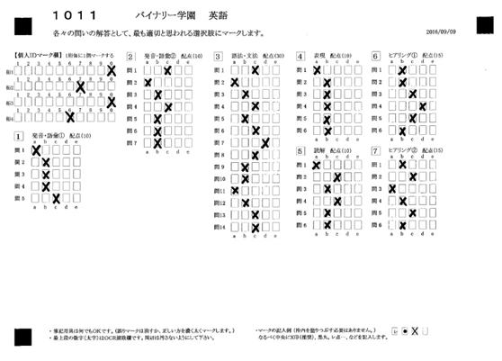 ダイバースシートを使ったマークシート解答用紙サンプル